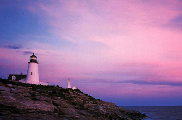 Sunrise in the background of the lighthouse